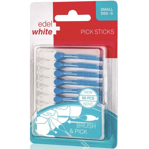 Edel White Pick Sticks Small Μεσοδόντια Βουρτσάκια για την Αφαίρεση της Πλάκας & των Υπολειμμάτων 50 Τεμάχια
